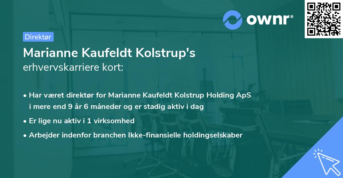 Marianne Kaufeldt Kolstrup's erhvervskarriere kort