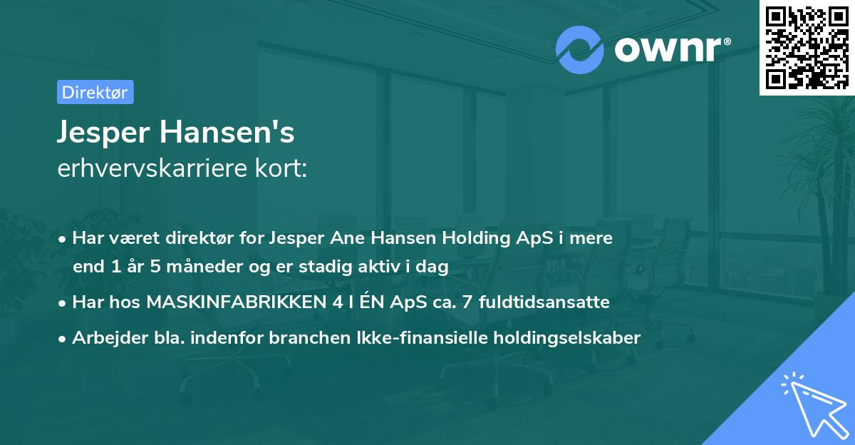Jesper Hansen's erhvervskarriere kort