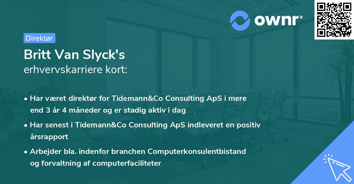 Britt Van Slyck's erhvervskarriere kort