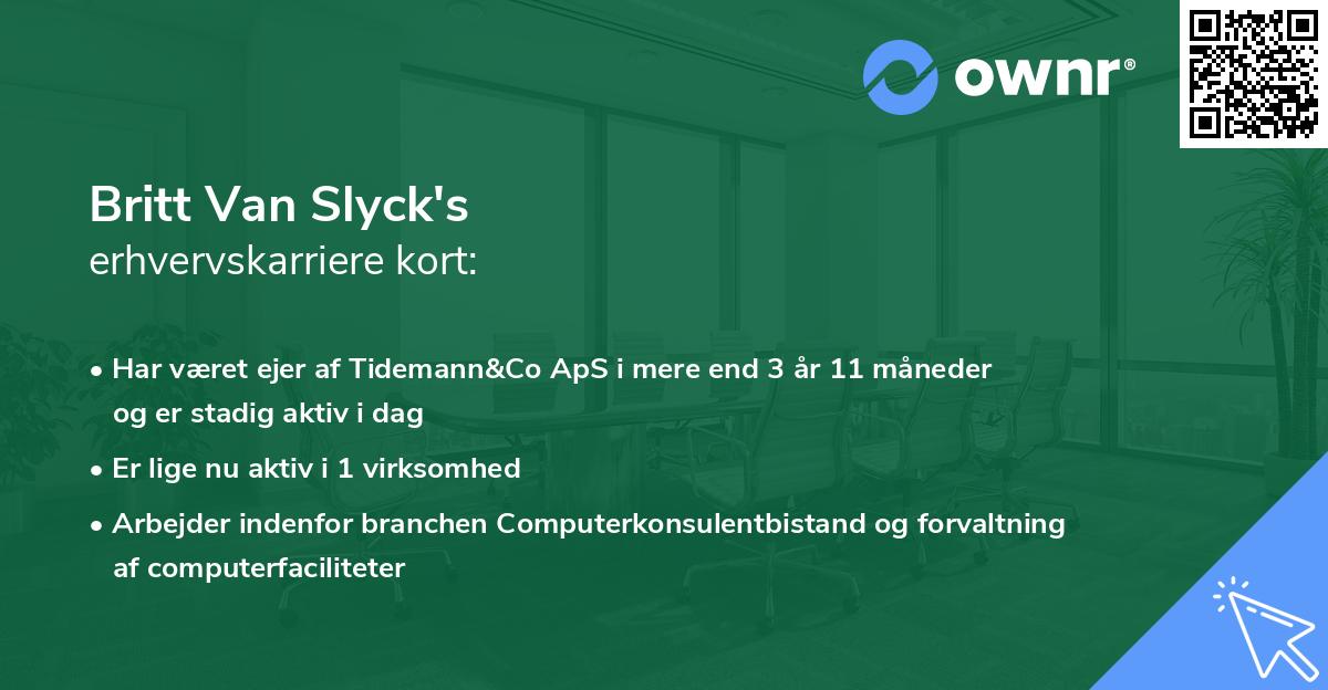 Britt Van Slyck's erhvervskarriere kort