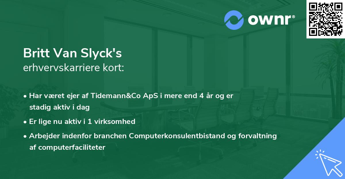 Britt Van Slyck's erhvervskarriere kort