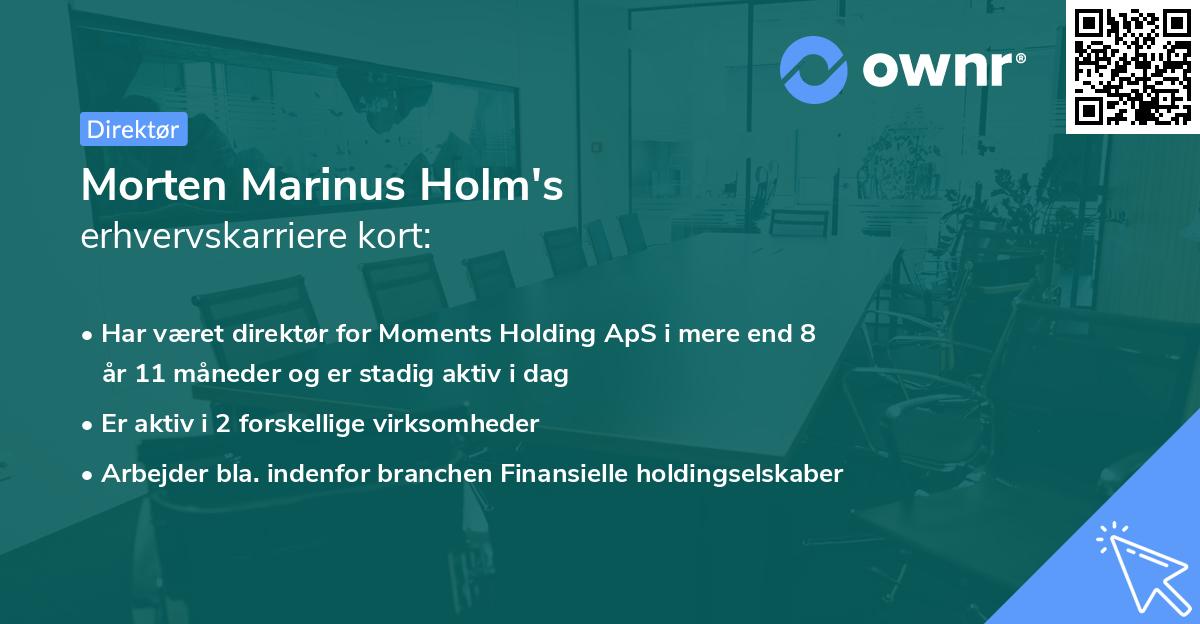 Morten Marinus Holm's erhvervskarriere kort