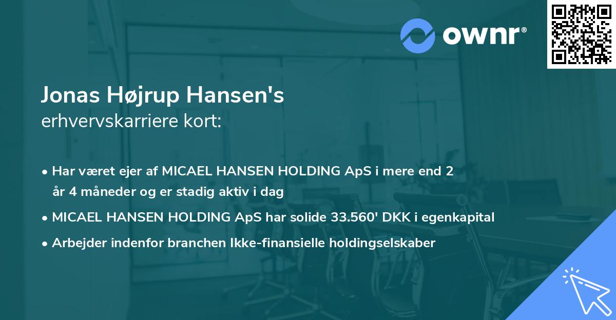 Jonas Højrup Hansen's erhvervskarriere kort
