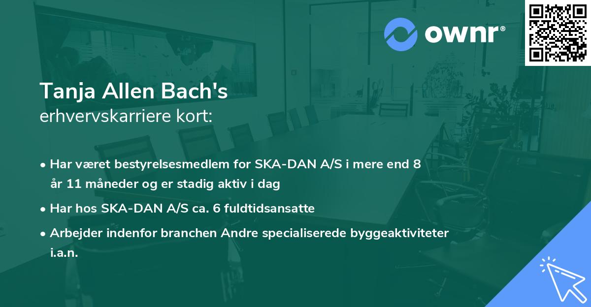 Tanja Allen Bach's erhvervskarriere kort
