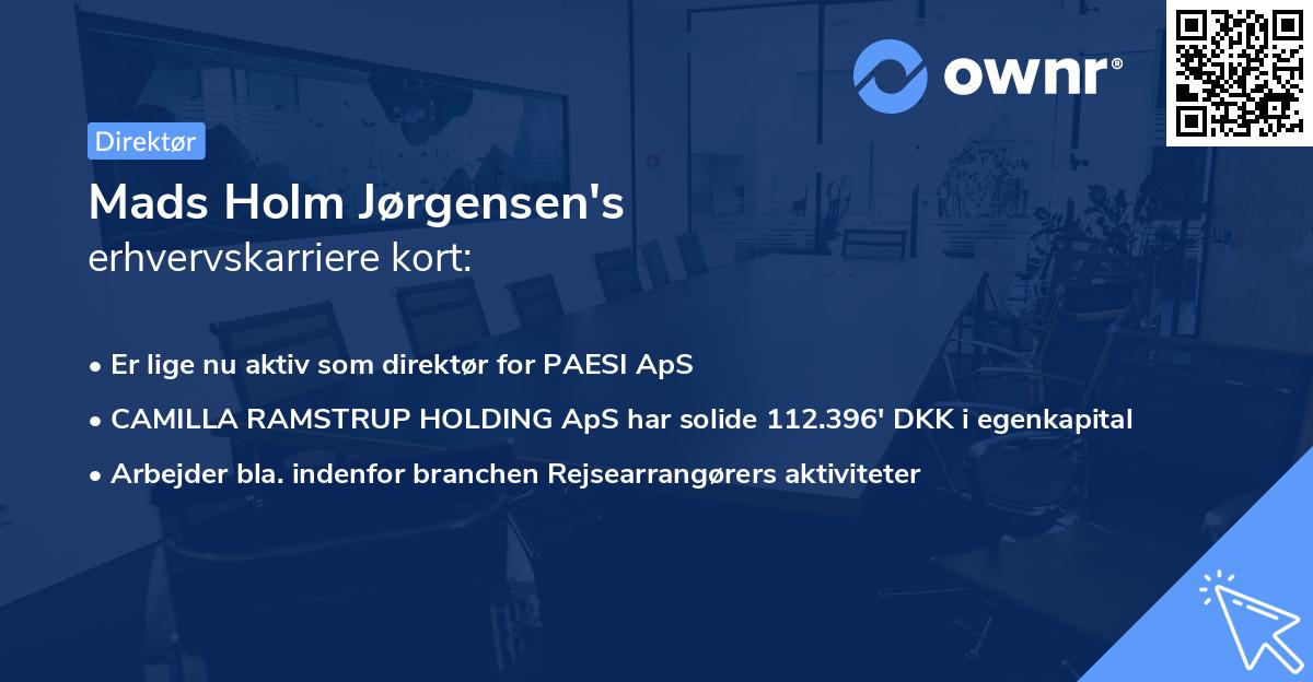 Mads Holm Jørgensen's erhvervskarriere kort