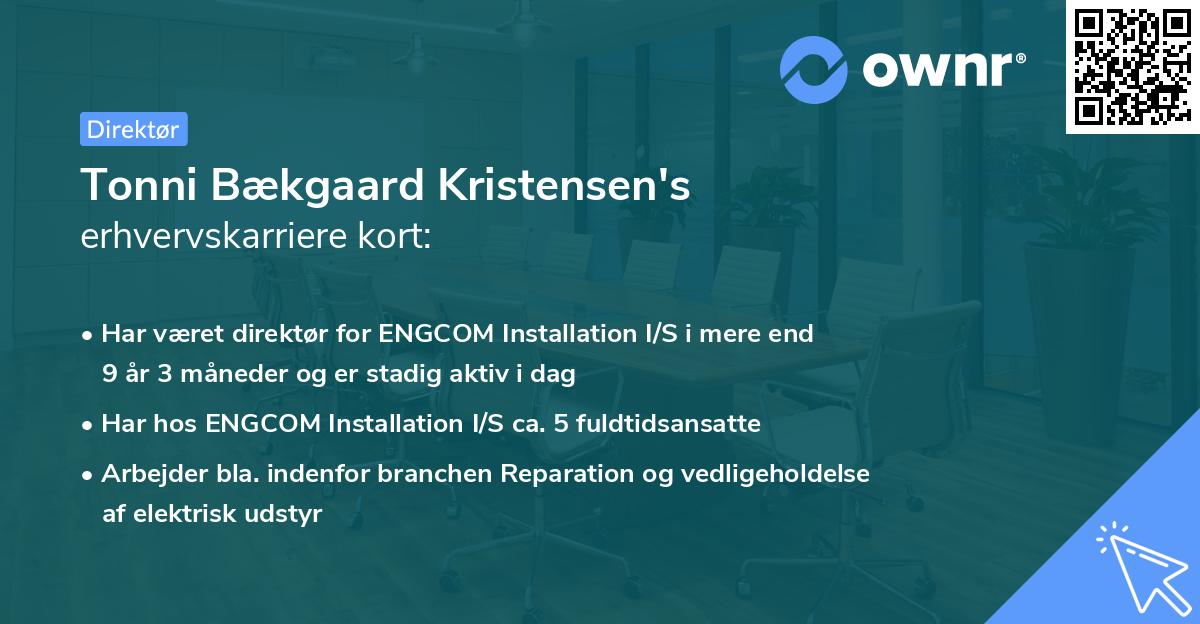 Tonni Bækgaard Kristensen's erhvervskarriere kort