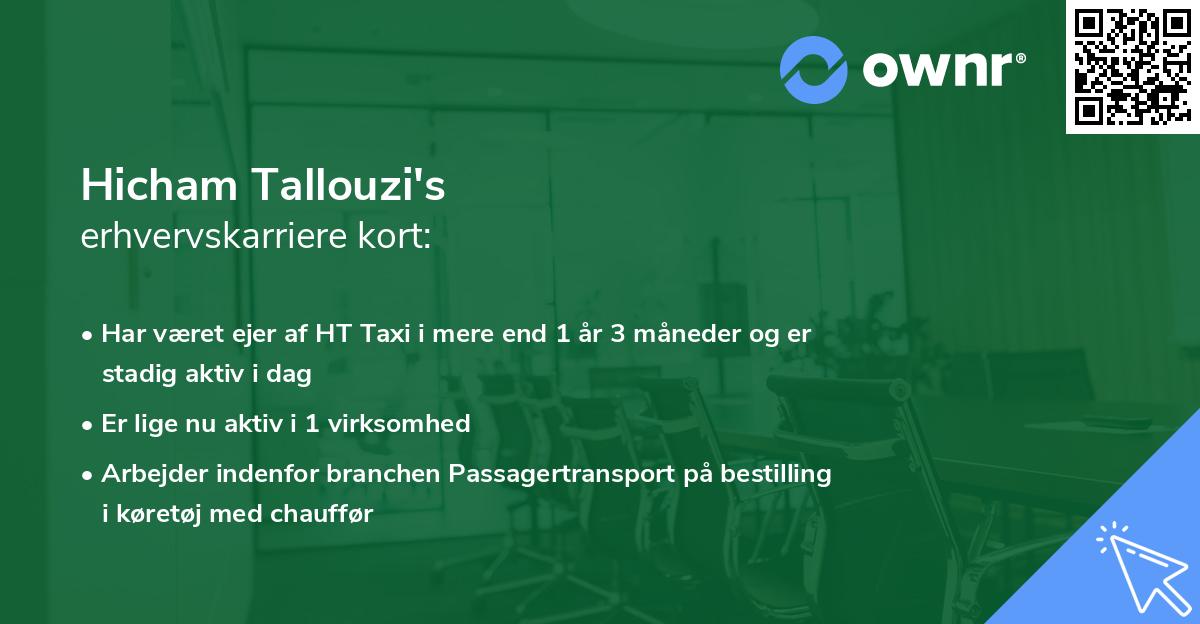 Hicham Tallouzi's erhvervskarriere kort