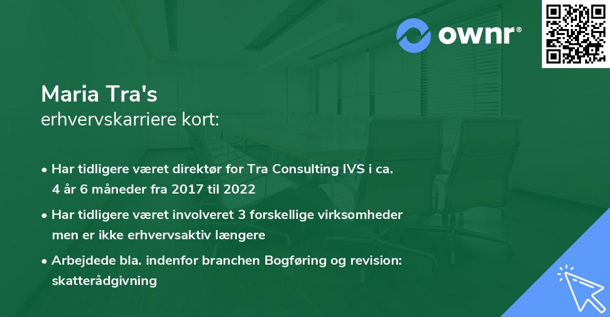 Maria Tra's erhvervskarriere kort