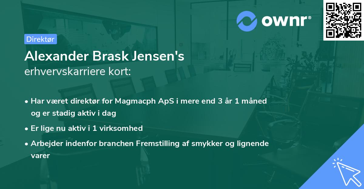 Alexander Brask Jensen's erhvervskarriere kort