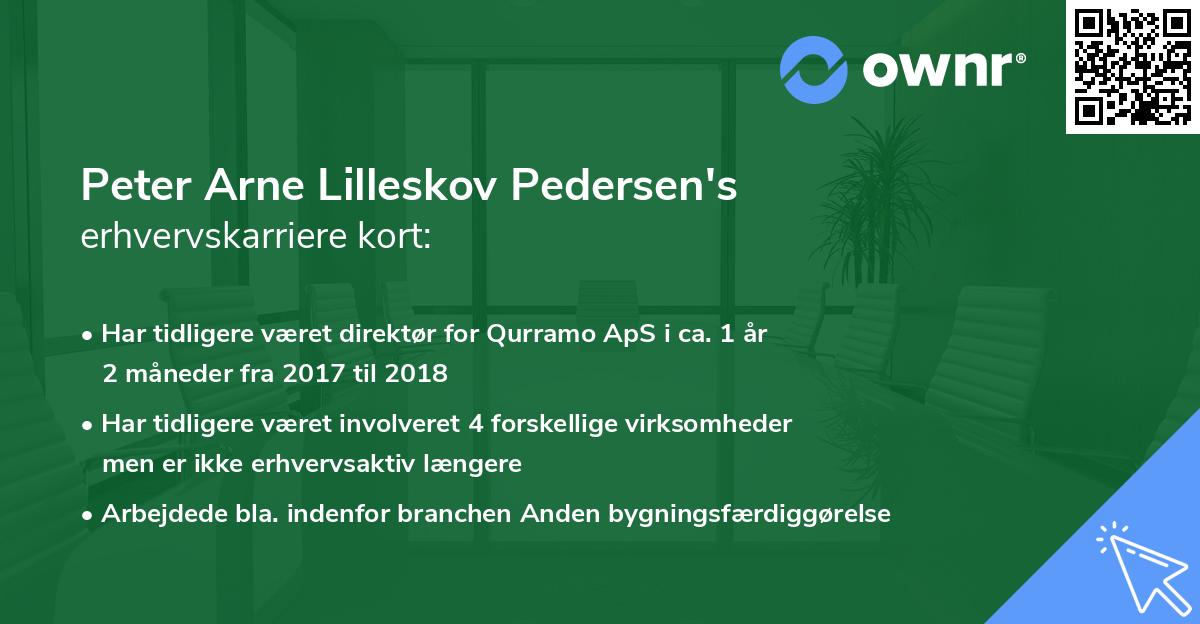 Peter Arne Lilleskov Pedersen's erhvervskarriere kort