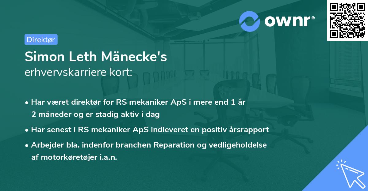 Simon Leth Mänecke's erhvervskarriere kort