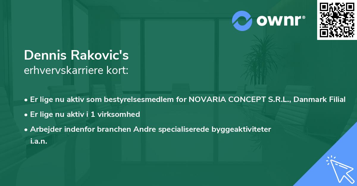 Dennis Rakovic's erhvervskarriere kort