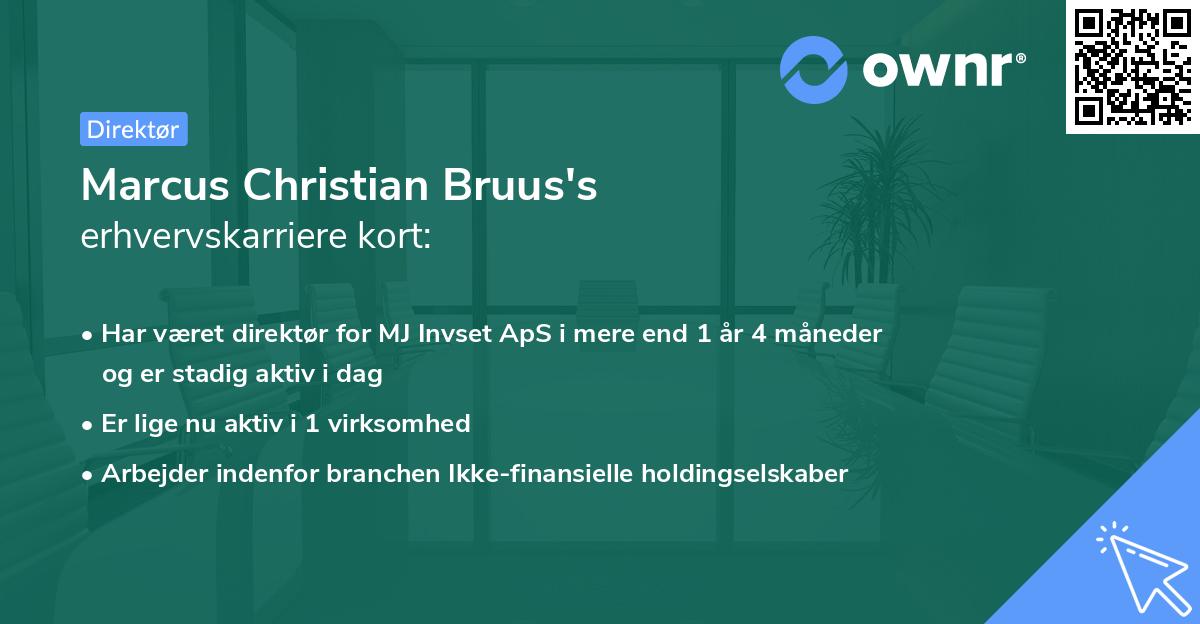 Marcus Christian Bruus's erhvervskarriere kort