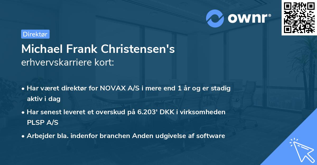 Michael Frank Christensen's erhvervskarriere kort