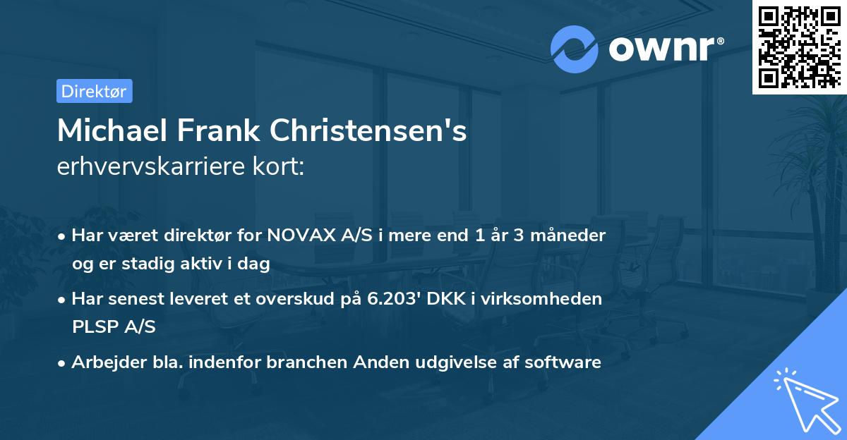 Michael Frank Christensen's erhvervskarriere kort