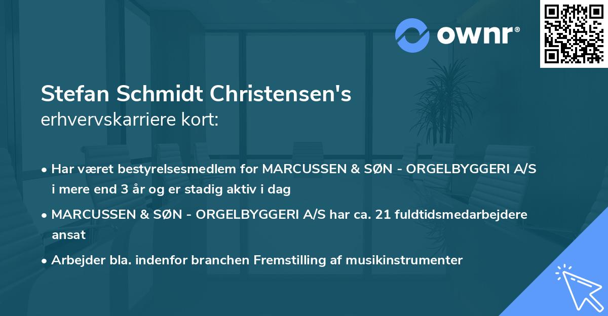 Stefan Schmidt Christensen's erhvervskarriere kort