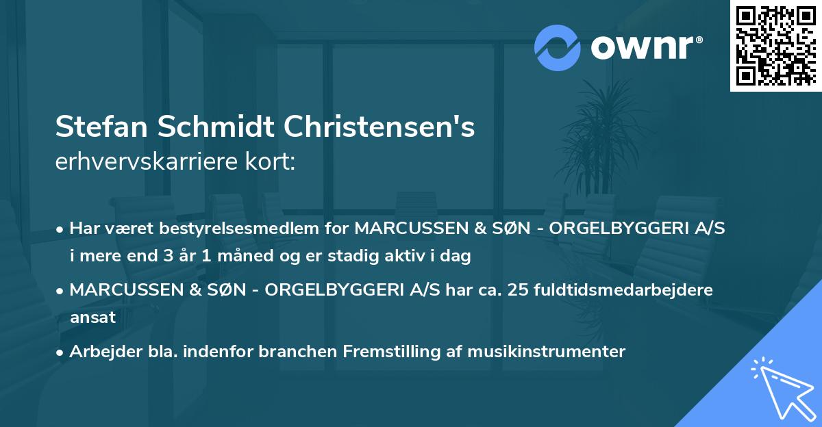 Stefan Schmidt Christensen's erhvervskarriere kort