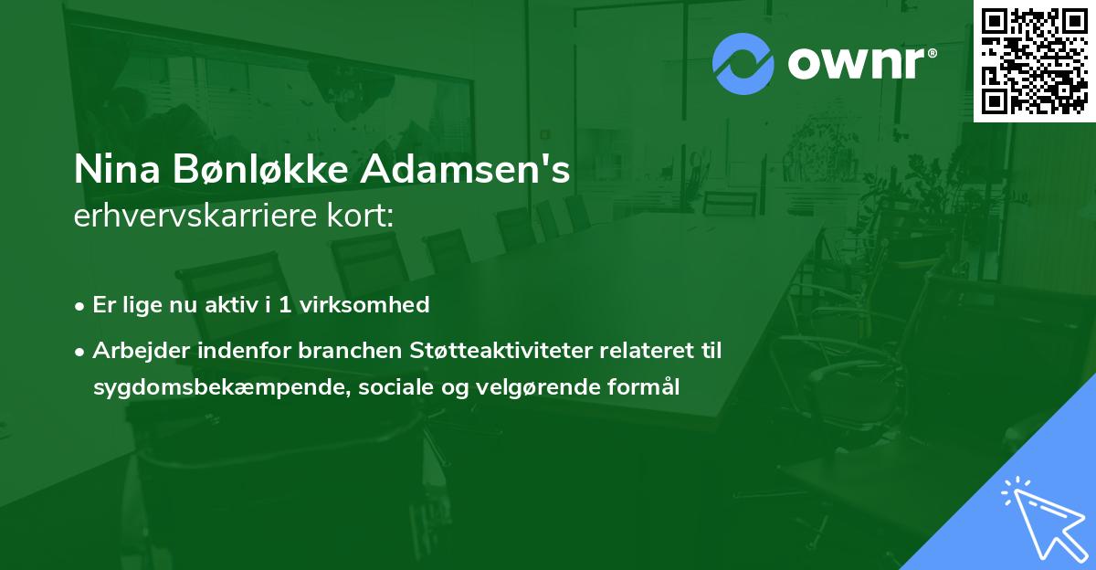 Nina Bønløkke Adamsen's erhvervskarriere kort