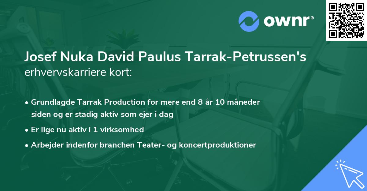 Josef Nuka David Paulus Tarrak-Petrussen's erhvervskarriere kort