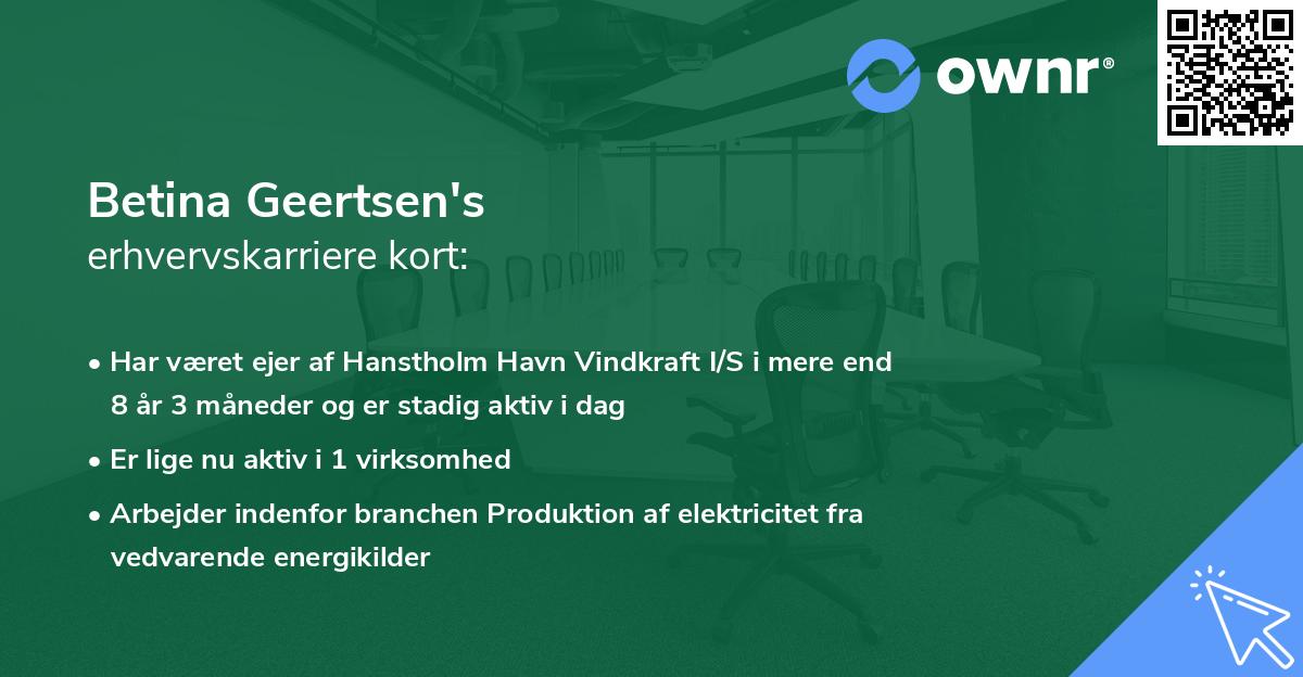 Betina Geertsen's erhvervskarriere kort