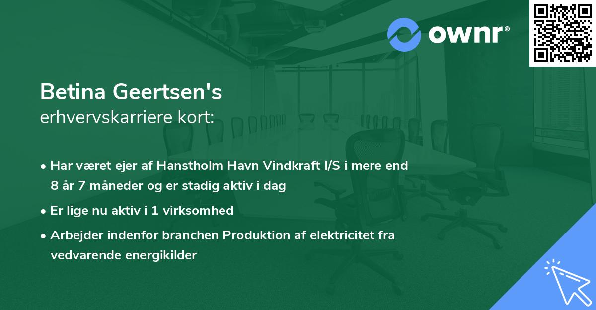 Betina Geertsen's erhvervskarriere kort