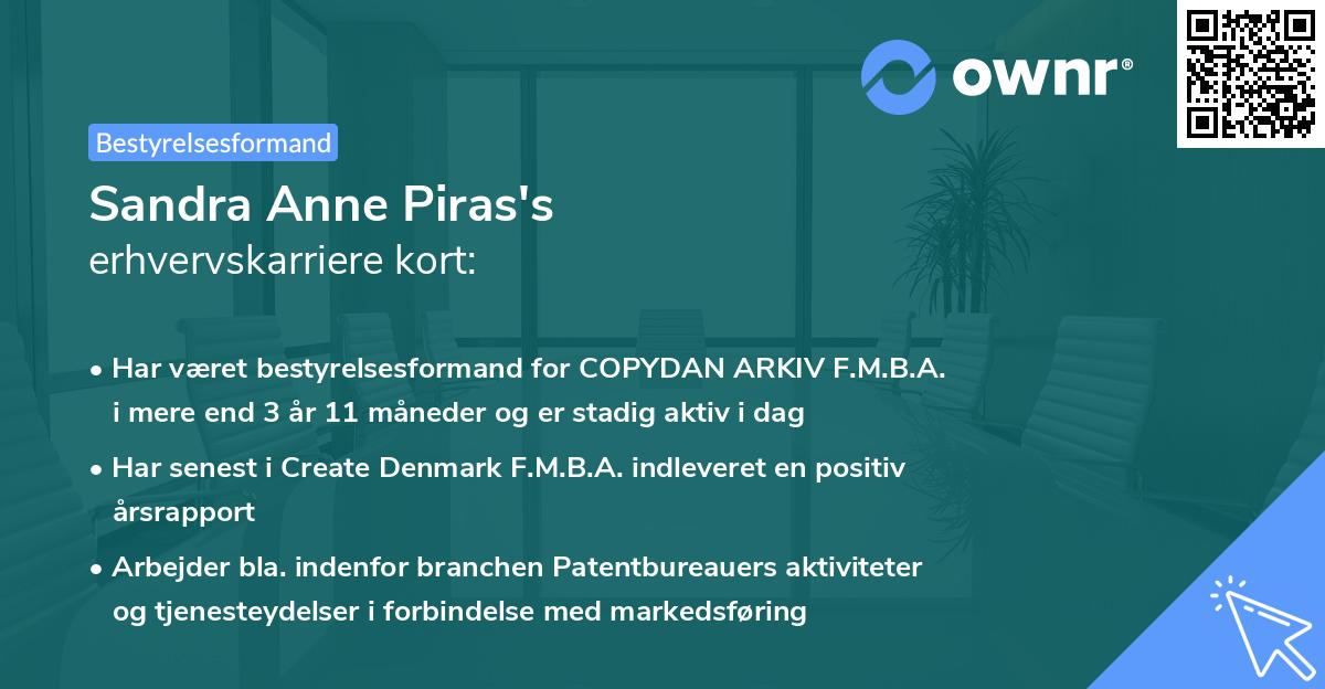 Sandra Anne Piras's erhvervskarriere kort