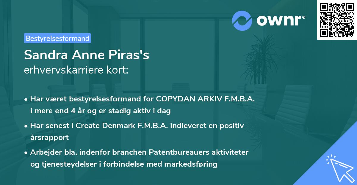 Sandra Anne Piras's erhvervskarriere kort