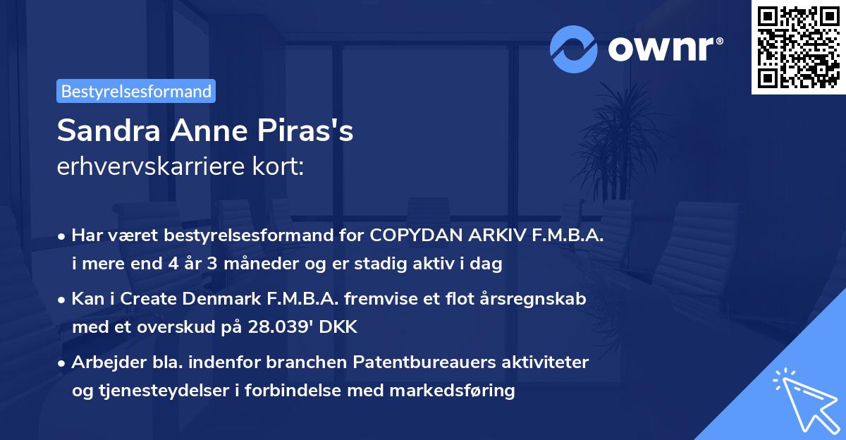 Sandra Anne Piras's erhvervskarriere kort