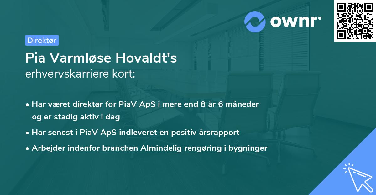 Pia Varmløse Hovaldt's erhvervskarriere kort