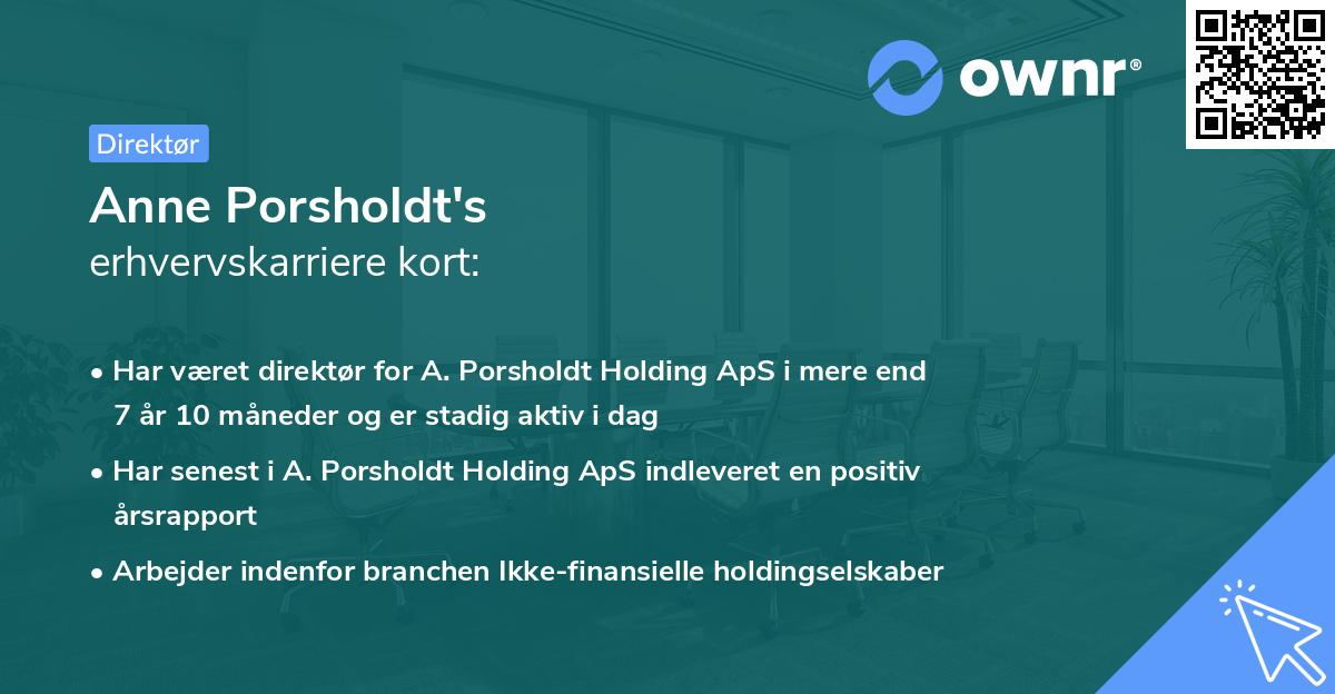 Anne Porsholdt's erhvervskarriere kort