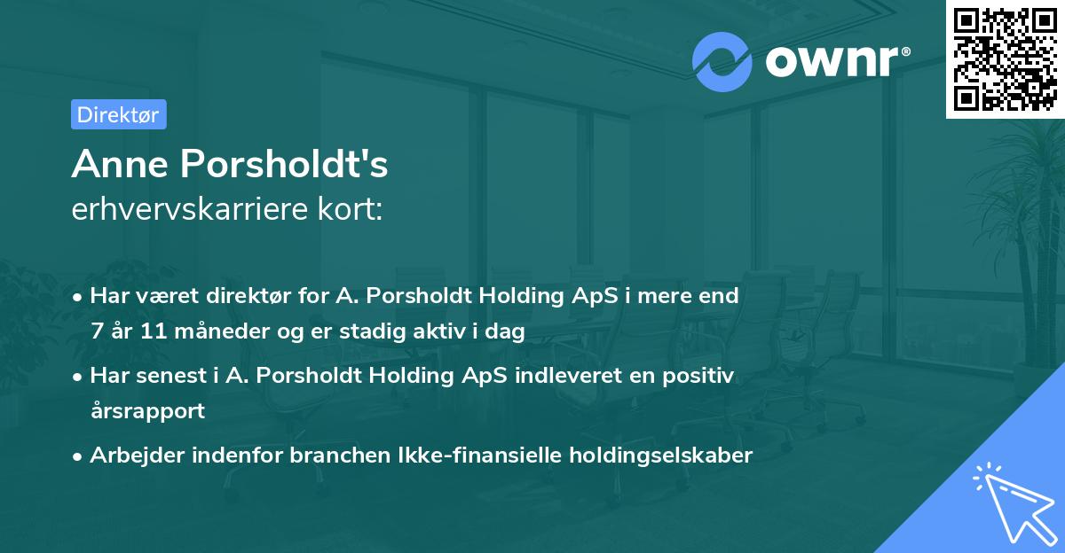 Anne Porsholdt's erhvervskarriere kort
