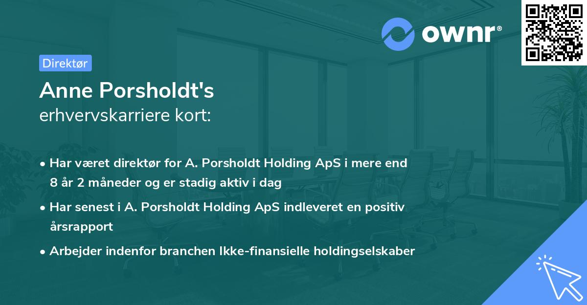 Anne Porsholdt's erhvervskarriere kort