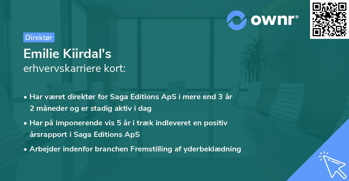 Emilie Kiirdal's erhvervskarriere kort