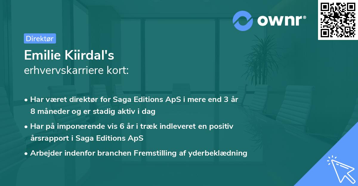 Emilie Kiirdal's erhvervskarriere kort