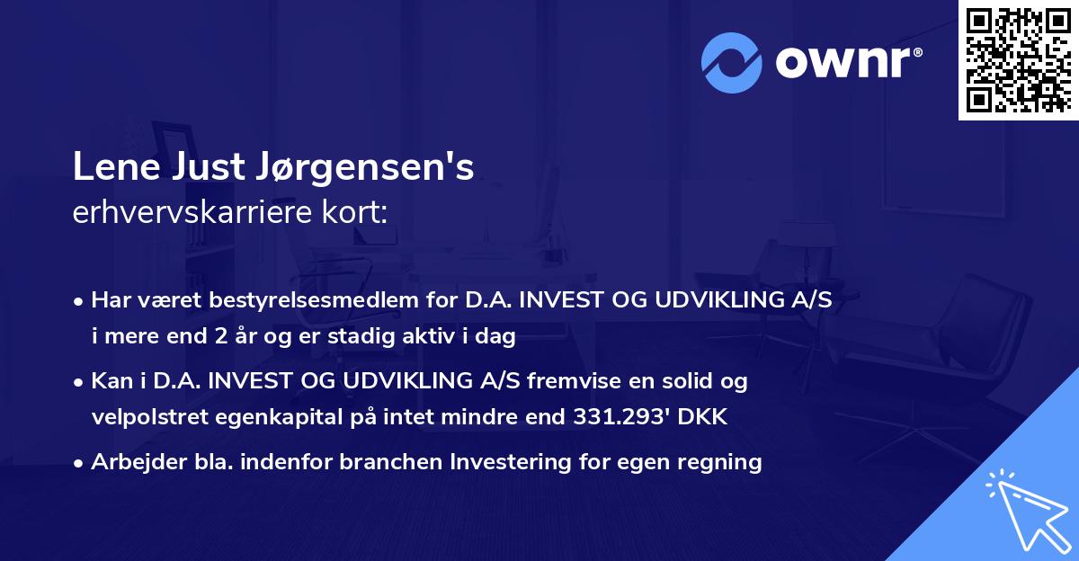 Lene Just Jørgensen's erhvervskarriere kort