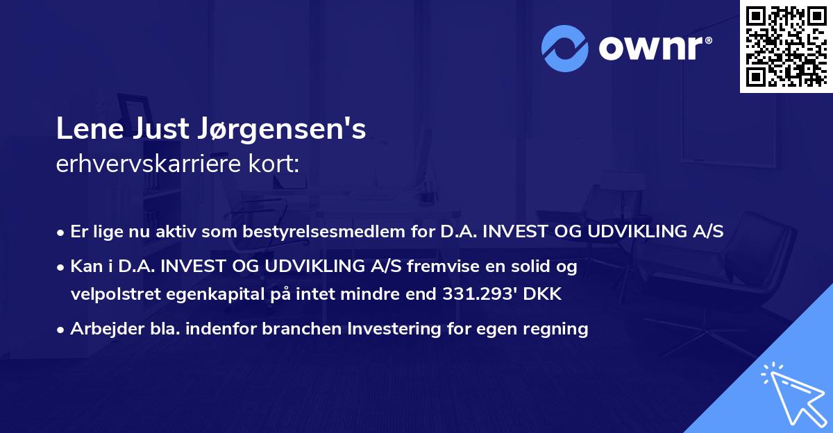 Lene Just Jørgensen's erhvervskarriere kort
