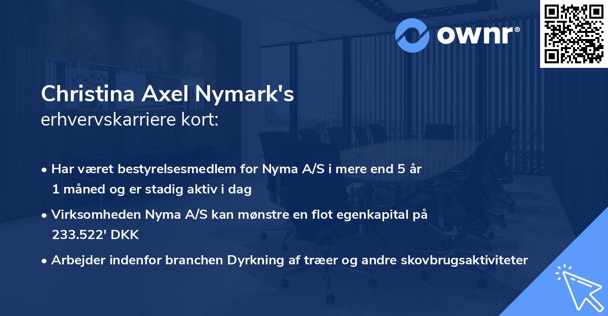 Christina Axel Nymark's erhvervskarriere kort