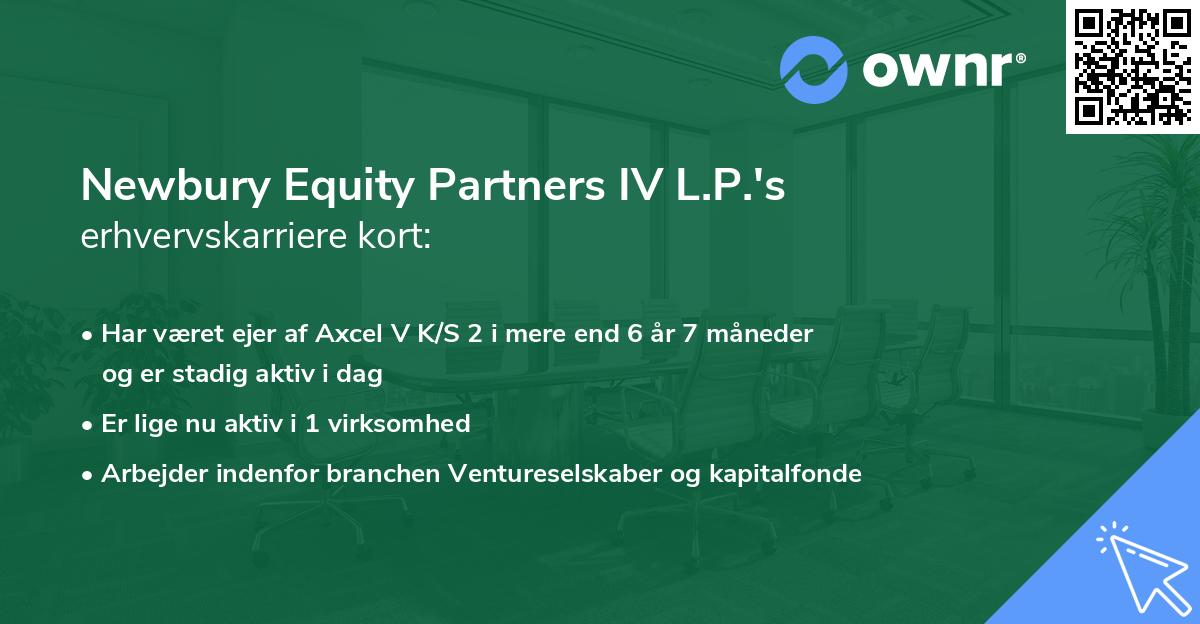 Newbury Equity Partners IV L.P.'s erhvervskarriere kort