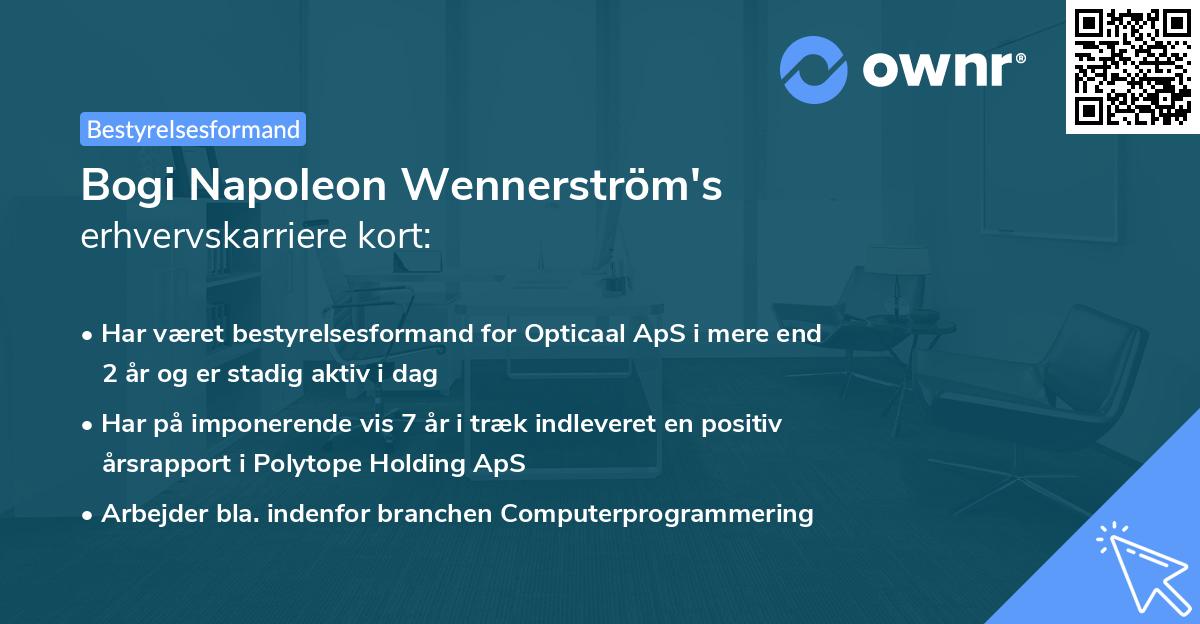 Bogi Napoleon Wennerström's erhvervskarriere kort