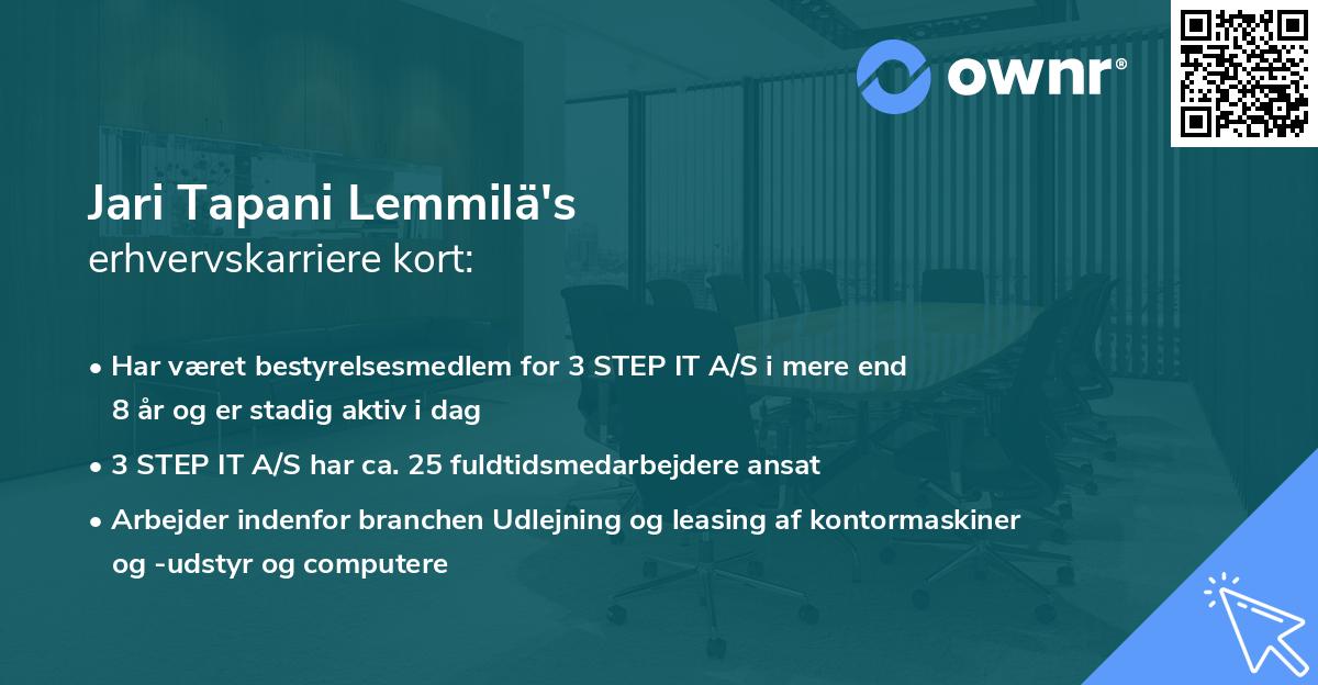 Jari Tapani Lemmilä's erhvervskarriere kort