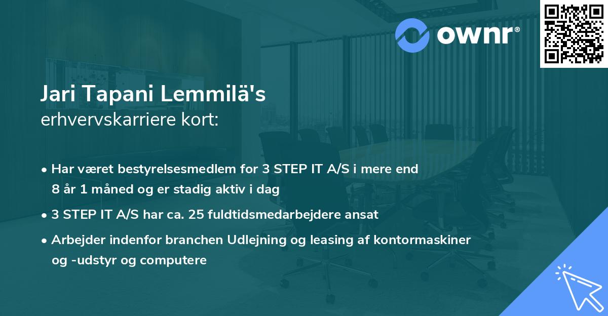 Jari Tapani Lemmilä's erhvervskarriere kort