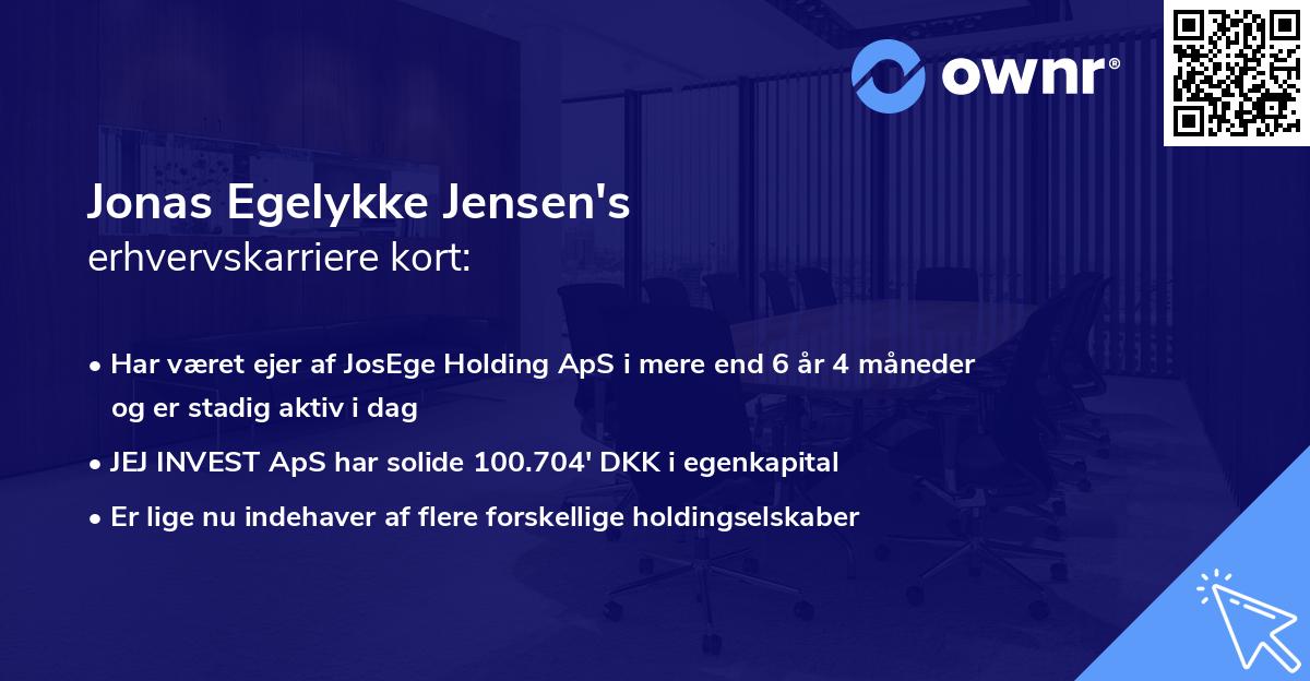 Jonas Egelykke Jensen's erhvervskarriere kort