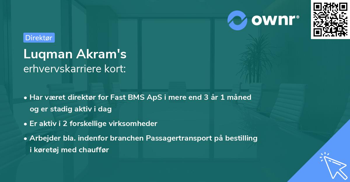 Luqman Akram's erhvervskarriere kort