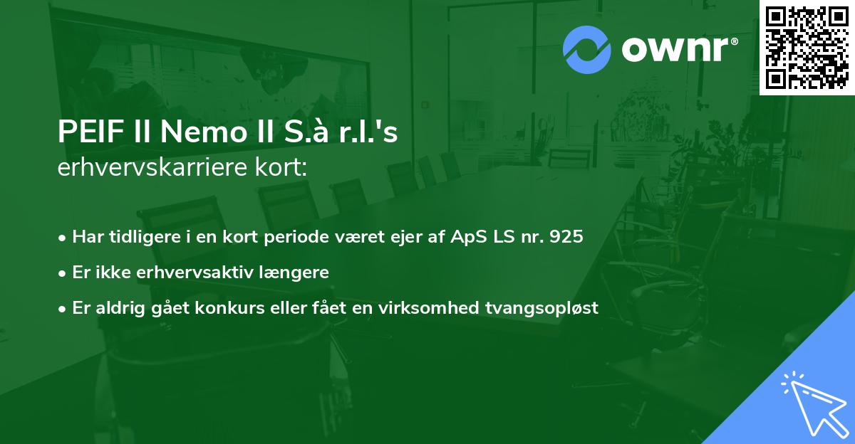 PEIF II Nemo II S.à r.l.'s erhvervskarriere kort