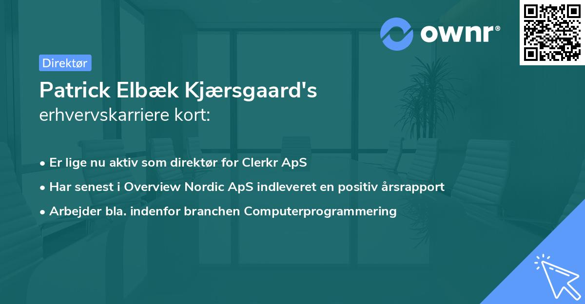 Patrick Elbæk Kjærsgaard's erhvervskarriere kort