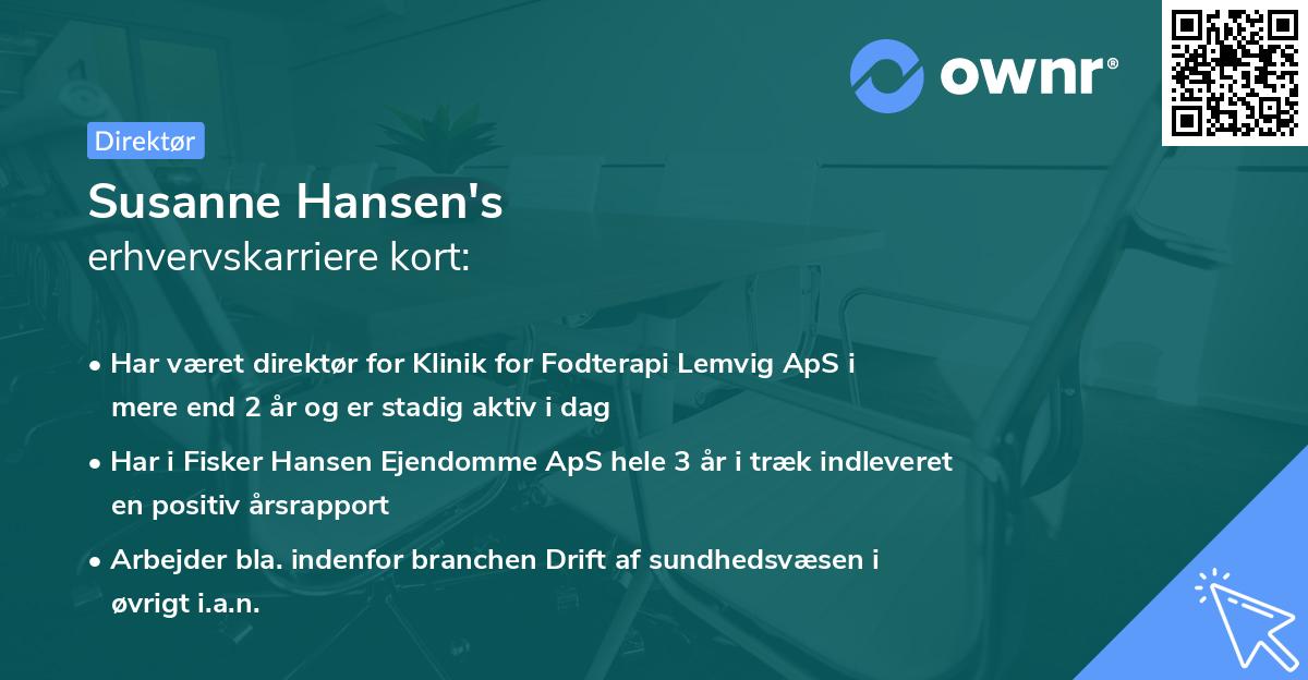 Susanne Hansen's erhvervskarriere kort