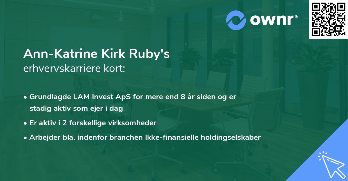 Ann-Katrine Kirk Ruby's erhvervskarriere kort