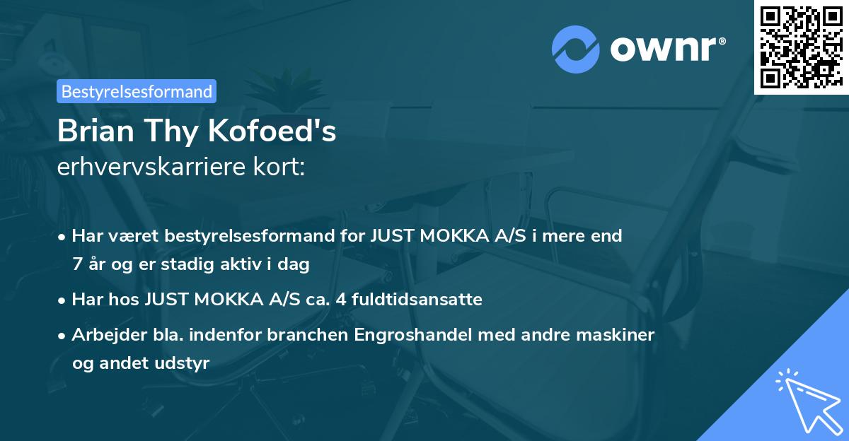 Brian Thy Kofoed's erhvervskarriere kort