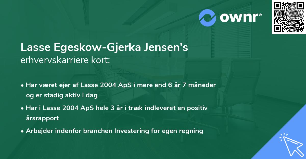 Lasse Egeskow-Gjerka Jensen's erhvervskarriere kort