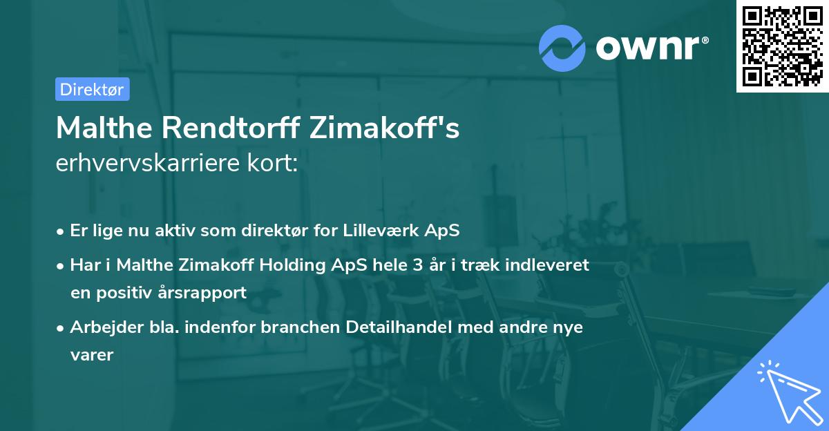 Malthe Rendtorff Zimakoff's erhvervskarriere kort